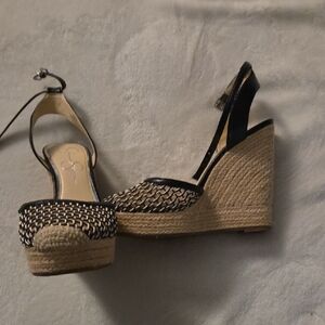 Jessica Simpson Black Braided Espadrille Wedge Sandals